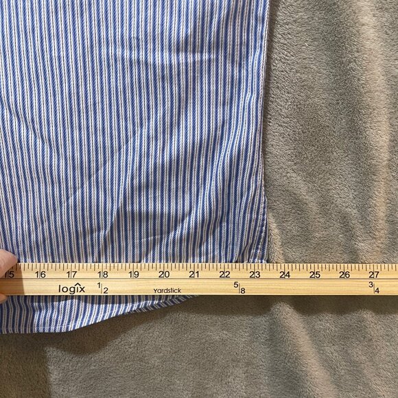 John W. Nordstrom Mens Striped Egyptian Cotton Button-Up Shirt L Blue/White - Picture 13 of 16